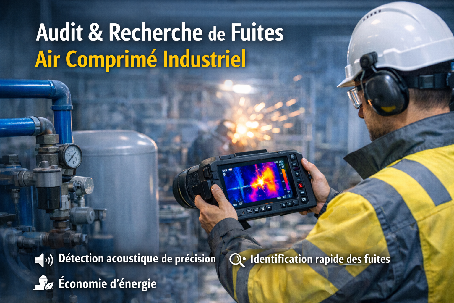 Recherche de fuite d’air comprimé industriel et audit de réseau